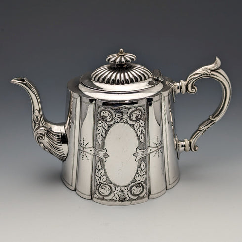 1900年左右英國古董銀盤茶壺George Wish